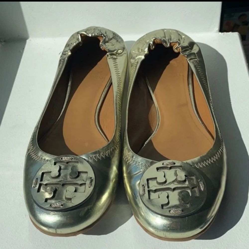 Tory Burch Gold Ballet Flats